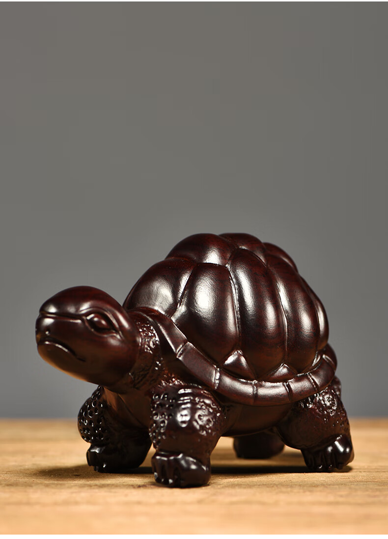 鲁积图 黑檀木雕乌龟摆件实木动物木头龟客厅家居玄关