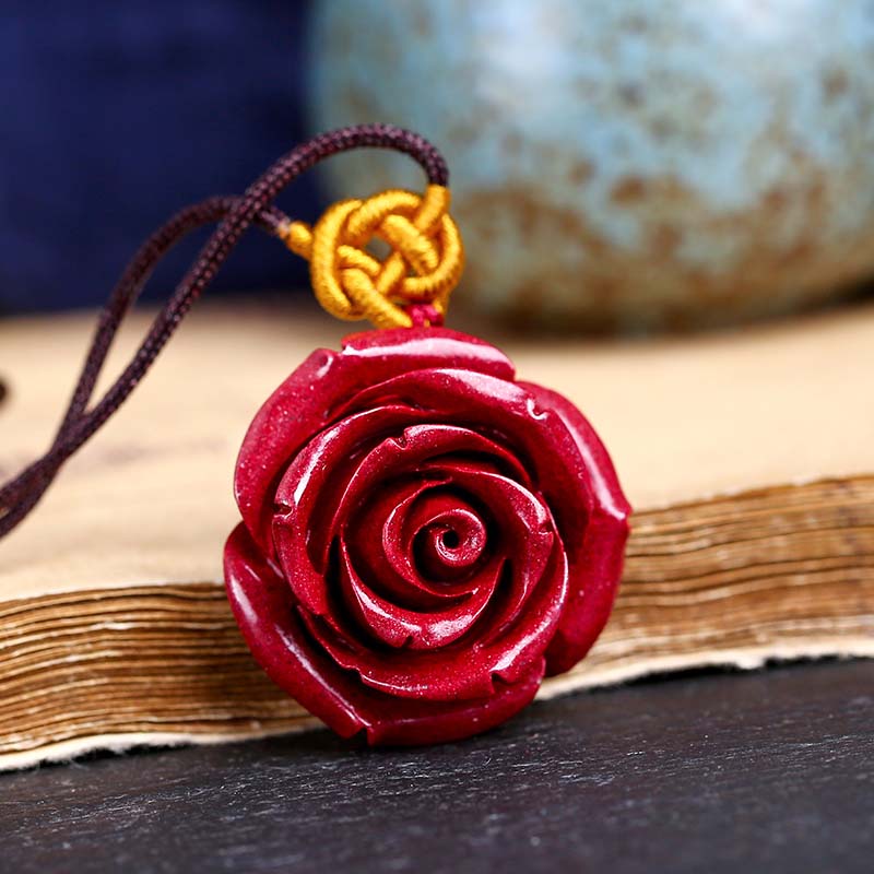 海清正堂朱砂紫金砂玫瑰花吊坠毛衣链本命年纳福花开富贵项链饰品规格