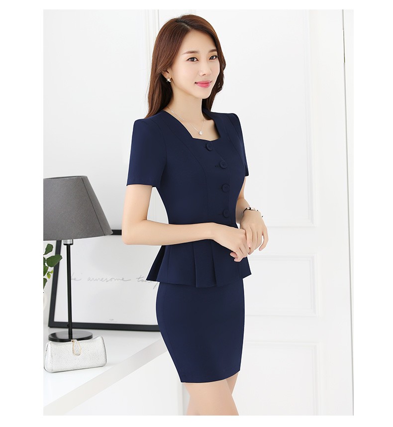 普妮姿夏季职业套装短袖ol二件套酒店足疗技师美容院美容师工作服紫色