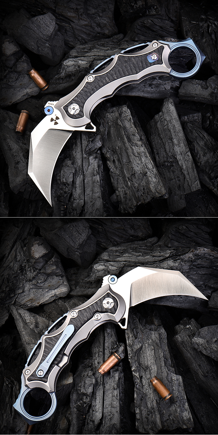 煌利进口户外刀具鹰爪钛合金迷你防身小刀子退役爪子刀具s35vn折叠刀
