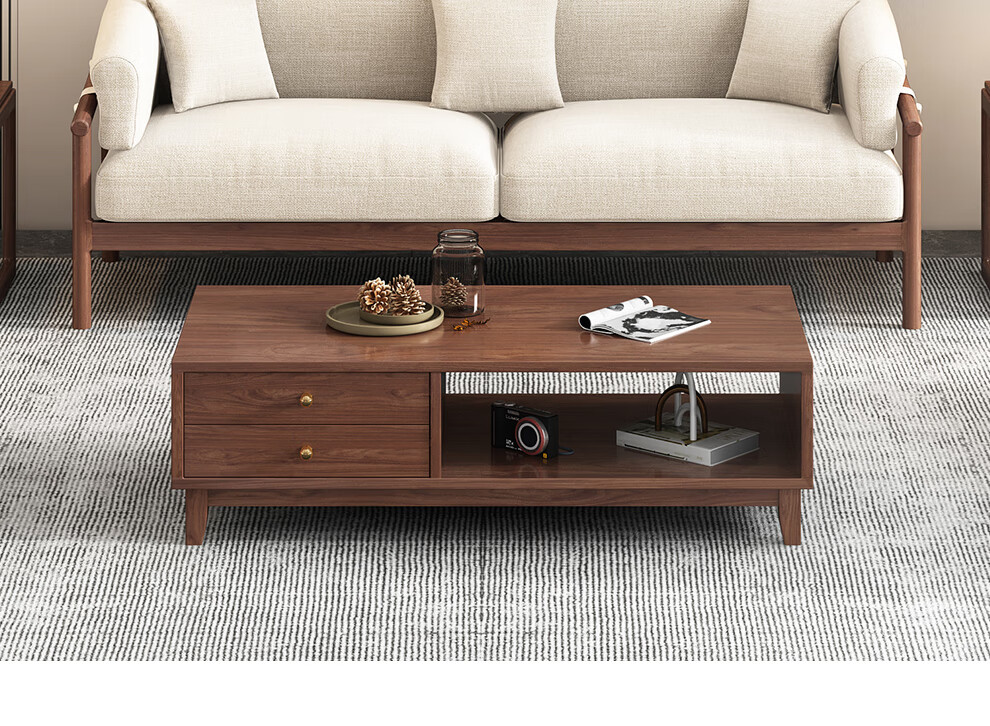 竞驰 实木沙发 北美黑胡桃木沙发 北欧简约风沙发组合客厅布艺沙发 1