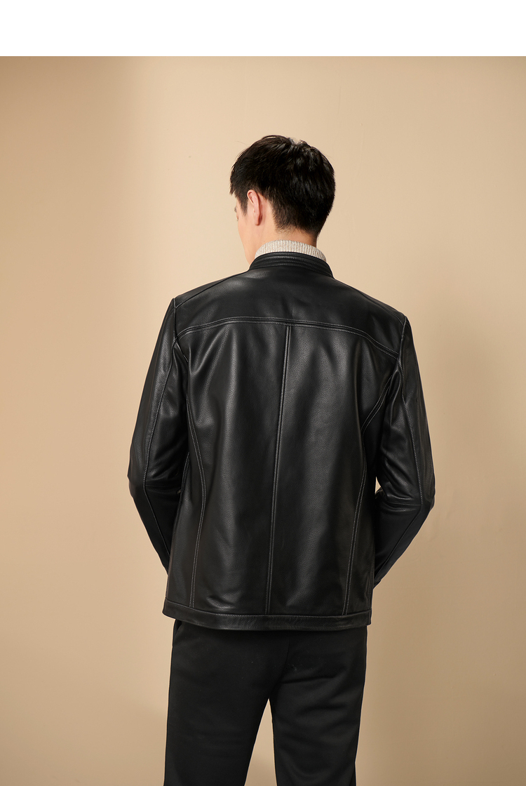 hla海澜之家质感真皮夹克2020冬季新品舒适可脱卸有型皮衣外套hwjpj4q