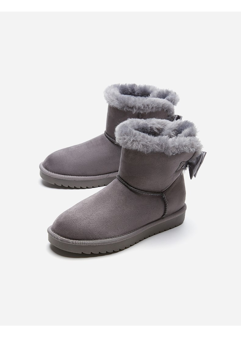 热风雪地靴2020冬新款ins面包鞋靴子女时尚蝴蝶结棉鞋加绒保暖靴 09