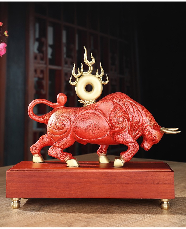 生肖铜牛摆件工艺品 送朋友开业乔迁礼品 办公室客厅摆件装饰品 牛年