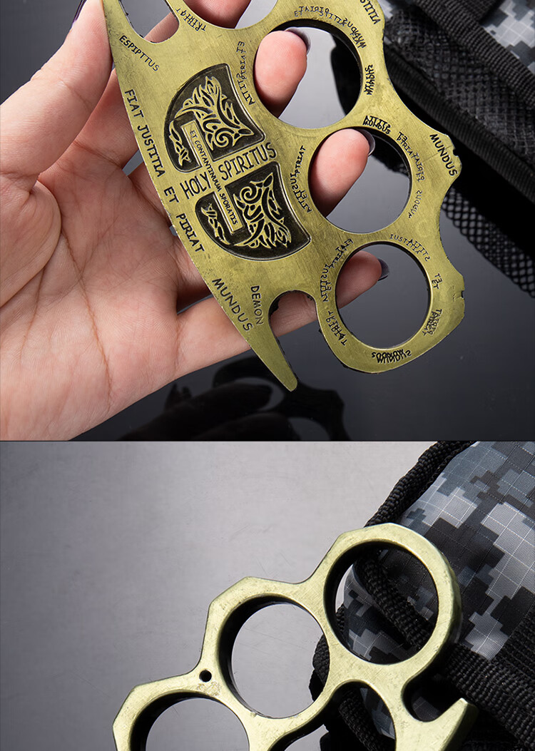 韧逸 指环戒指玻纤指虎四指防身自卫装备用品手撑子防狼暗 玲珑古铜色