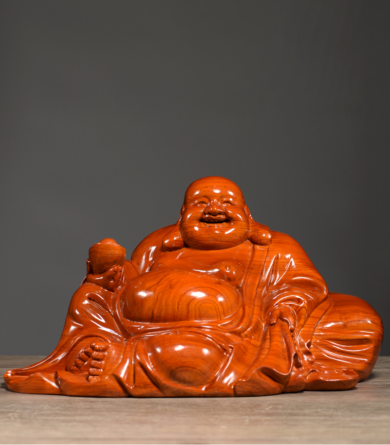 刺史花梨木雕弥勒佛摆件客厅实木卧佛笑佛像大肚弥勒佛家用供奉工艺品
