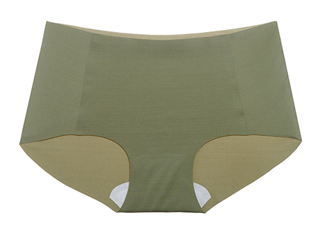夏娃的诱惑纯尚舒适无痕一片式内裤女薄款棉质裆底透气中腰平角裤绿色
