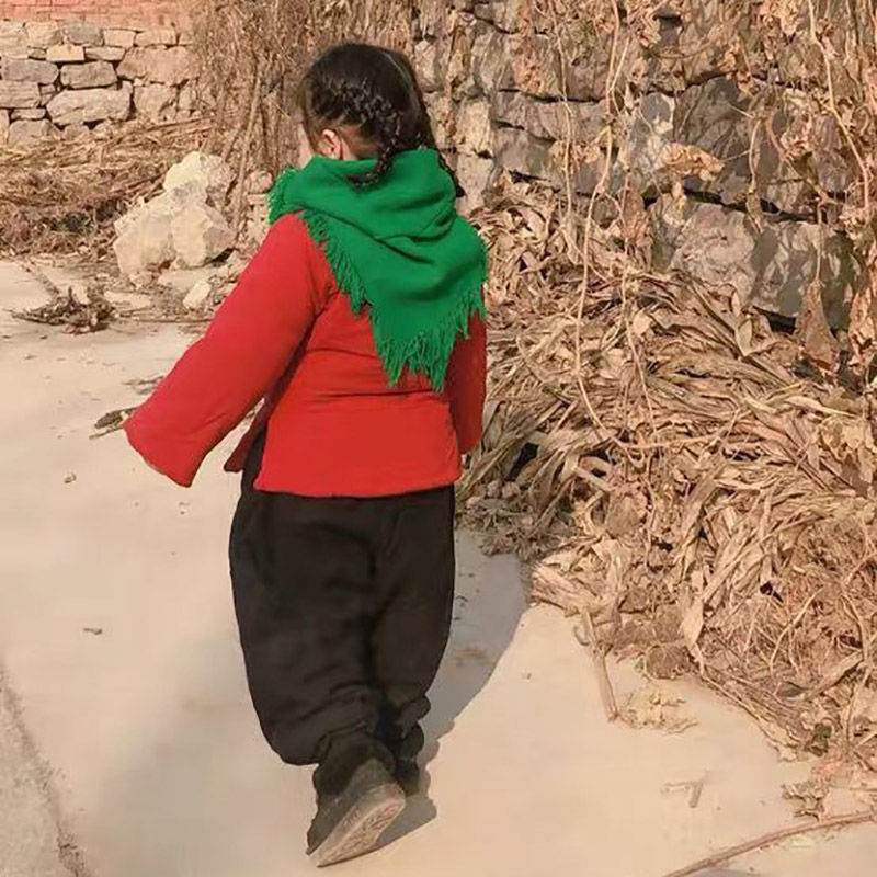 巾女秋冬针织中老年包头方巾农村老式表演四方保暖奶奶围巾 加厚福字