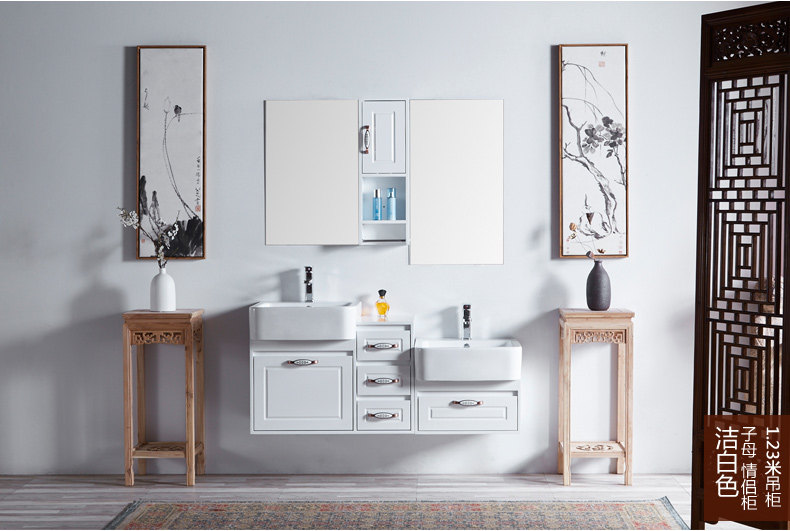 子母盆洗手台儿童高低双盆子浴室柜母子洗手盆柜洗漱台子母洗脸盆柜