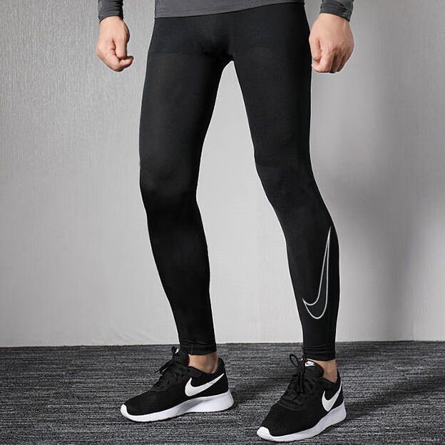 耐克秋冬加绒高弹训练裤体育生冬季训练裤跑步健身运动弹力九分裤女