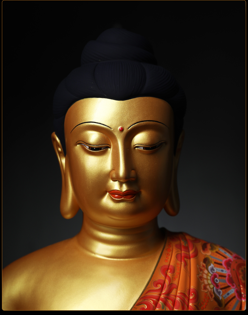 戴玉堂《18吋极彩释迦牟尼佛》金身佛像大日如来佛像家居装饰摆件德化