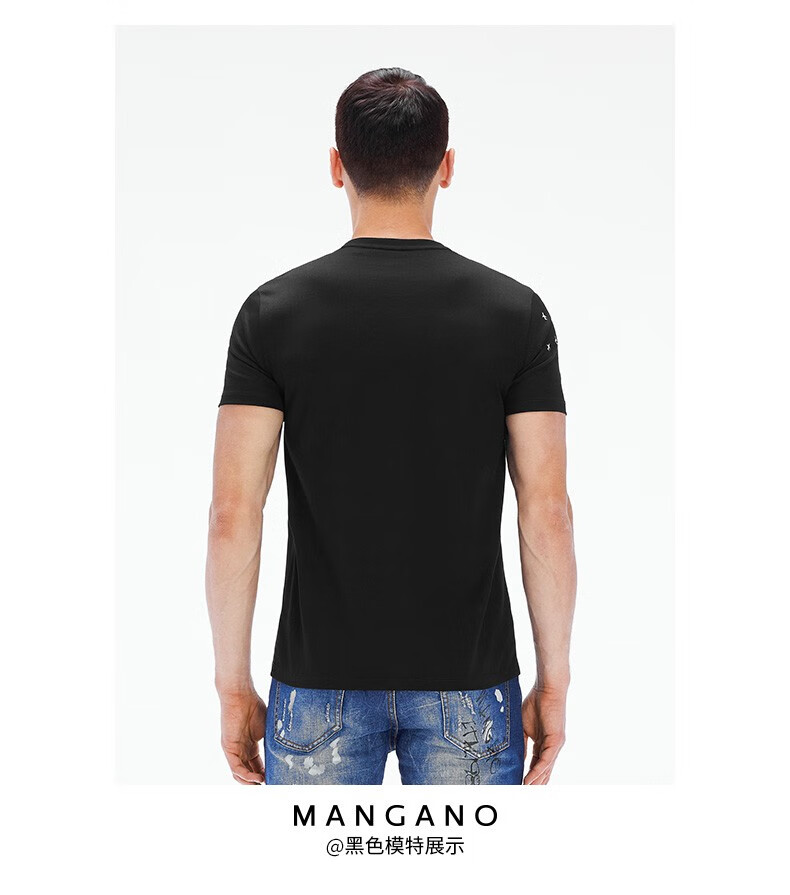 mangano曼加洛男装t恤男意大利时尚男装品牌logo个性飞机组合印花潮流