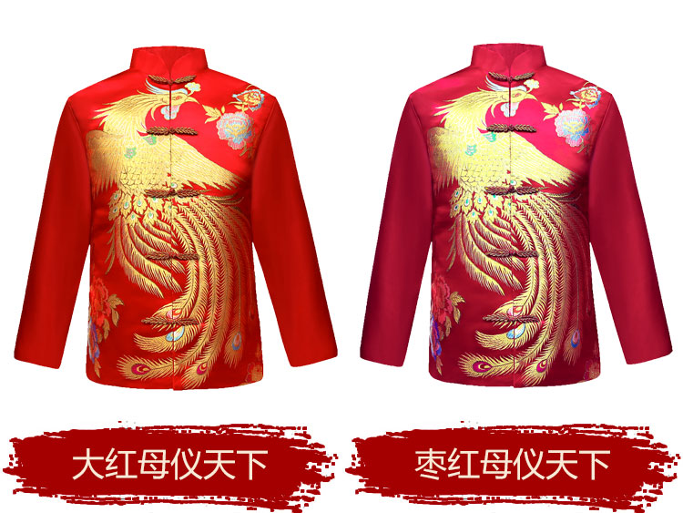 寿衣全套男式七件套女士老年人冲喜死人殡葬丧葬用品老人寿服枣红双凤