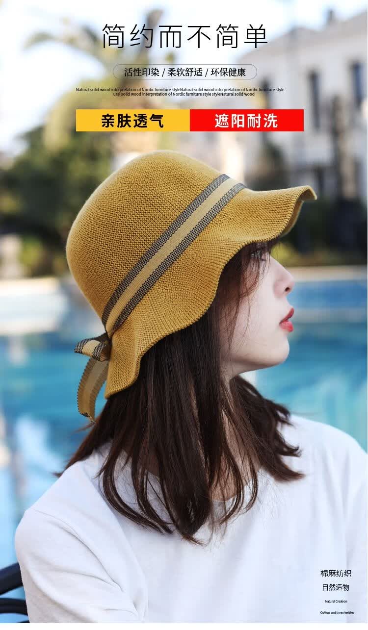阿古拉尼艾尔棉麻可水洗折叠渔夫帽女春夏防晒太阳帽大檐百搭遮阳帽小