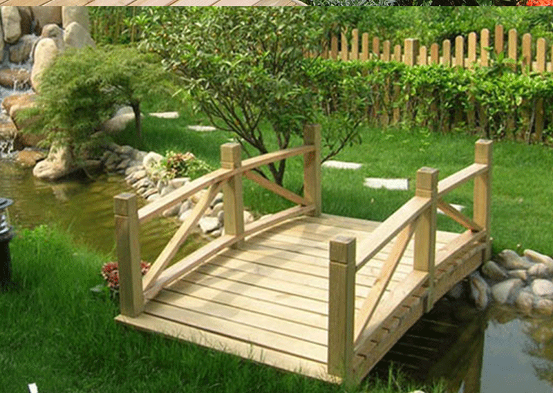 定制户外防腐木木桥拱桥碳化木小木桥景观桥庭院花园桥公园实木桥