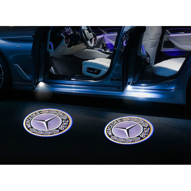 适用于奔驰迎宾灯级200/260新级300260//级改装车门镭射灯 奔驰星微标