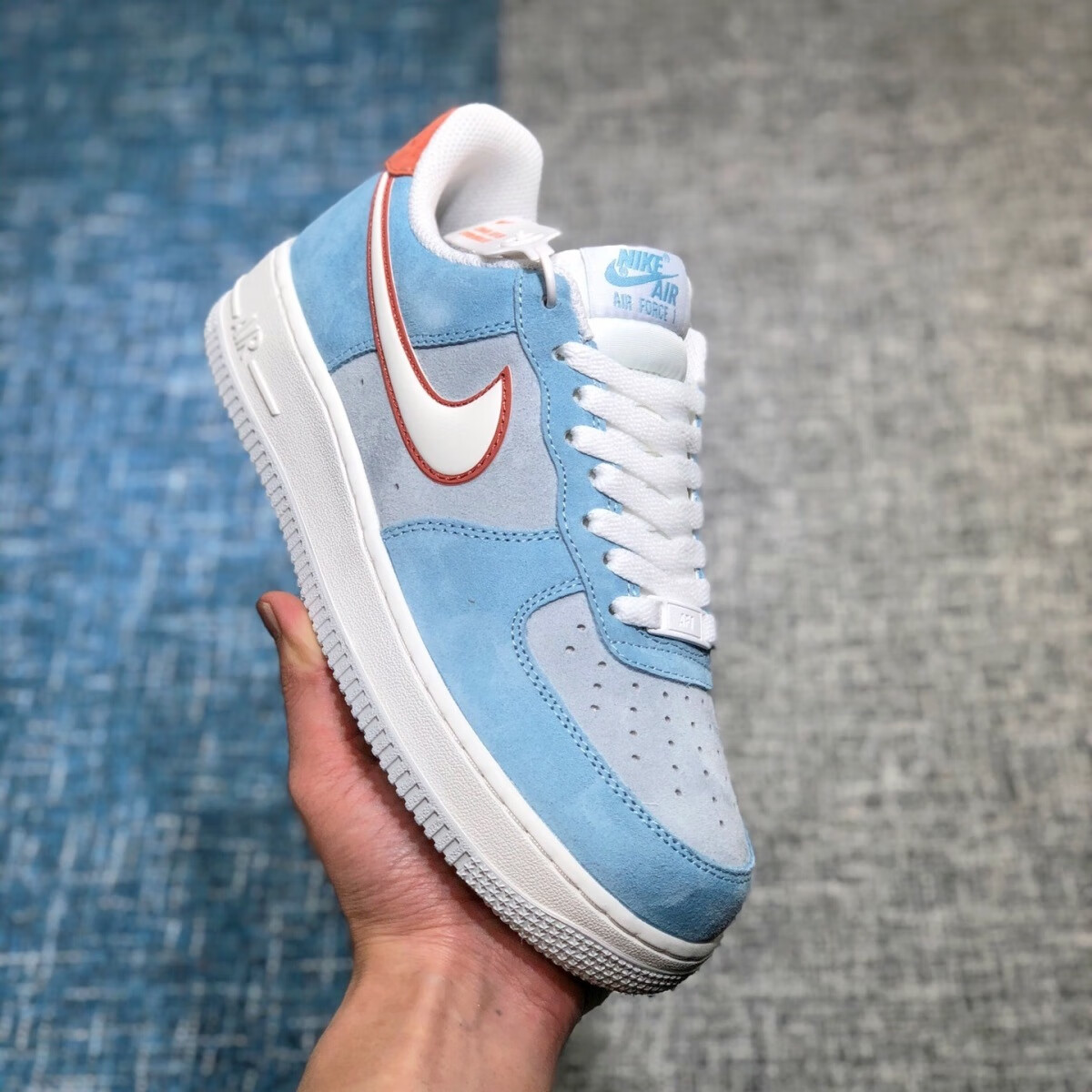 【耐克nike】aj男女款lowapos07酒红白云蓝反光勾空军一号滑板鞋