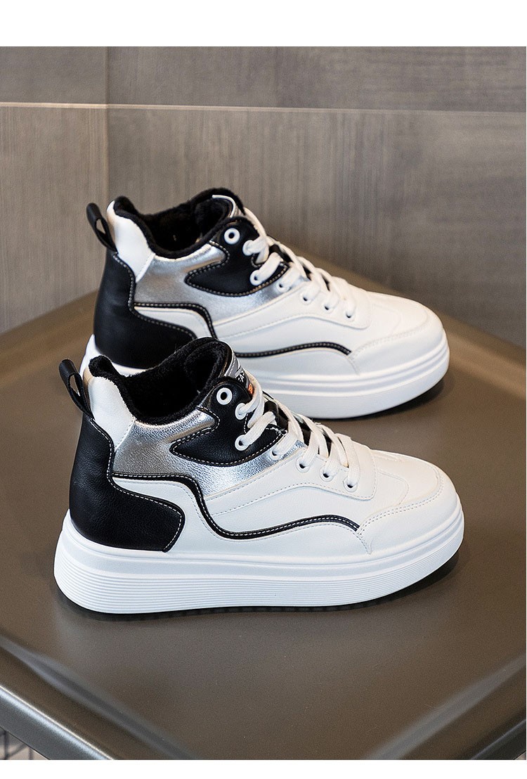 avin levi品牌加绒高帮鞋女2020秋冬新款韩版厚底板鞋松糕内增运动