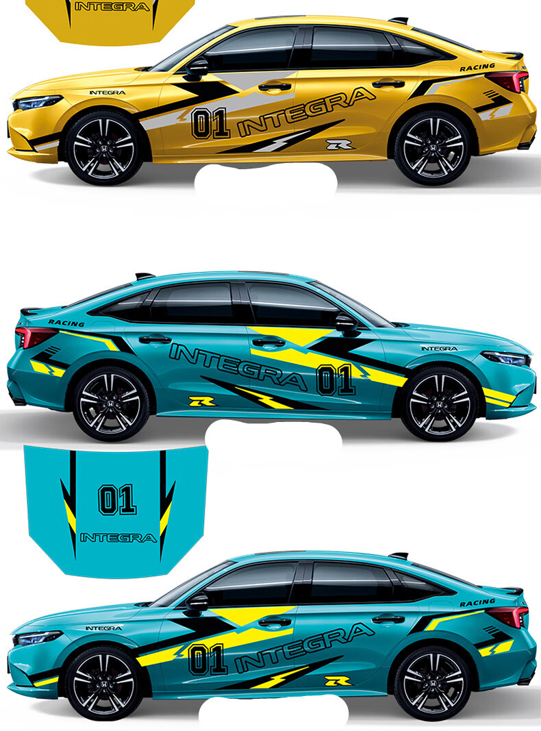 花】专用18-22款思域型格车贴划痕遮挡适用本田型格改装拉花车身贴