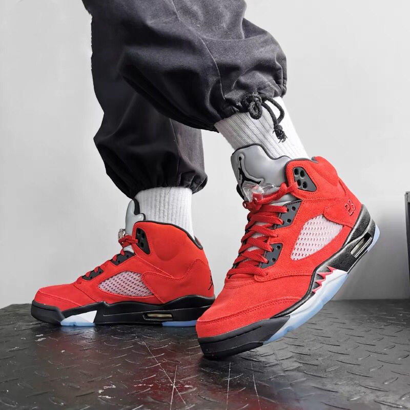 aj5高帮篮球鞋公牛红流川枫ow黑白蝉翼男鞋乔5新鲜王子白蓝鸳鸯 aj5
