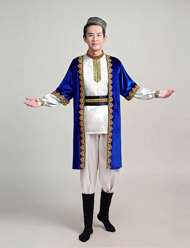 美纯炫 新疆维吾尔族服装男成人哈萨克族民族舞蹈服艺考少数民族演出