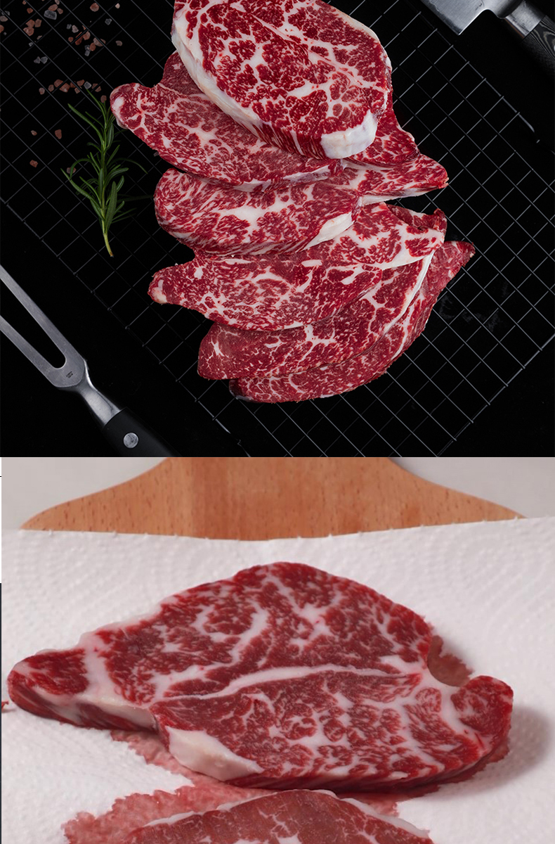 澳洲和牛m6雪花厚切原切牛排安格斯眼肉烧烤肉食材安小离m6雪花牛排