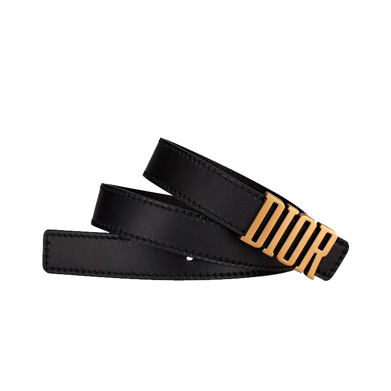 dior 迪奥 女士腰带 商务休闲黑色皮带简约大方特色礼物金色复古配饰