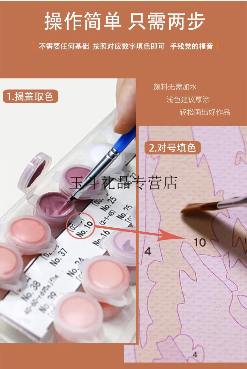 墨斗鱼花季年华diy生日礼物数字油画年龄数字定制手工填色画画油彩