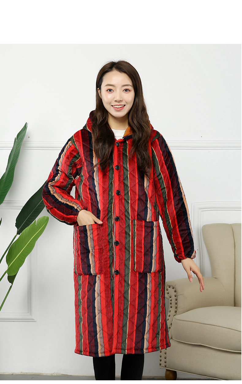 罩衣女冬季加厚加绒罩衣女保暖加长过膝工作服大人加棉围裙棉衣外套