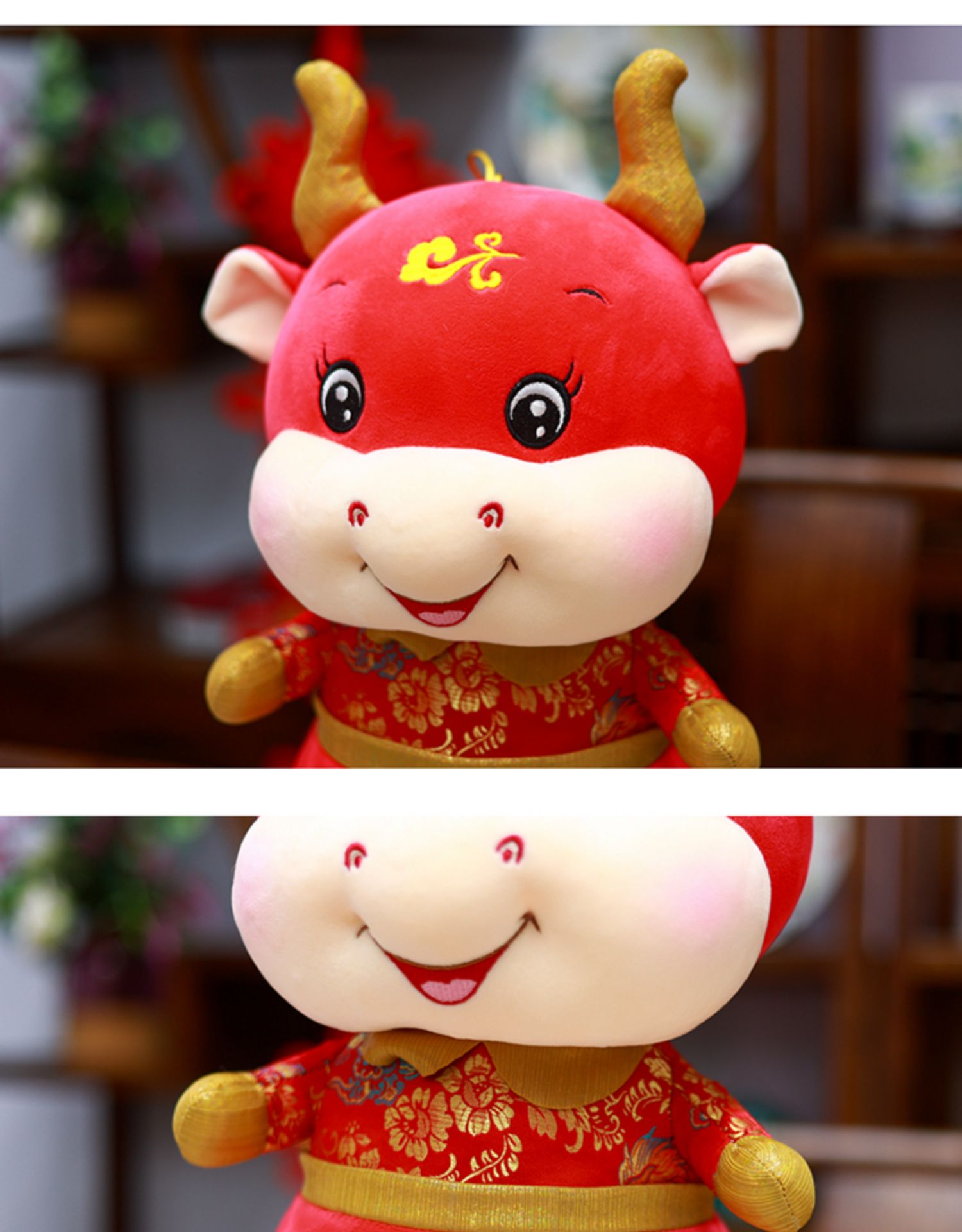 牛公仔毛绒玩具唐装生肖牛牛年吉祥物小牛玩偶布娃娃公司年货礼品