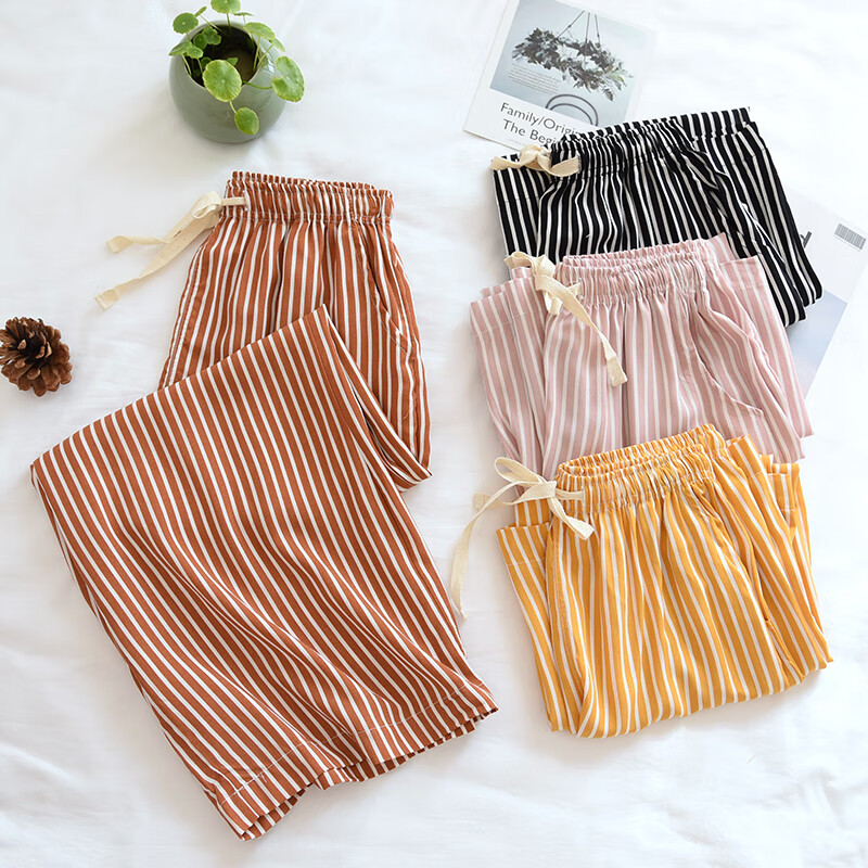 棉绸睡裤女七分裤阔腿裤夏季薄纯棉绵绸家居裤外穿人造棉防蚊裤人棉