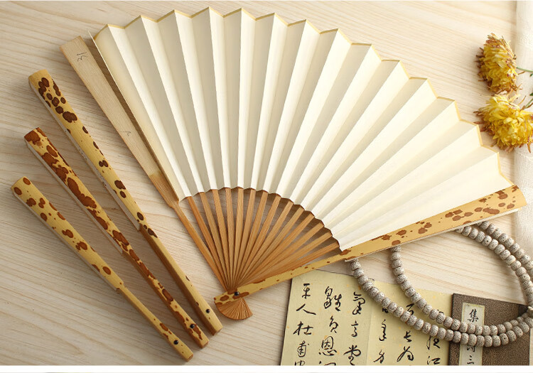 梅妃扇子男折扇斑竹扇宣纸扇文玩收藏扇书画扇香妃竹95寸湘妃竹折扇款