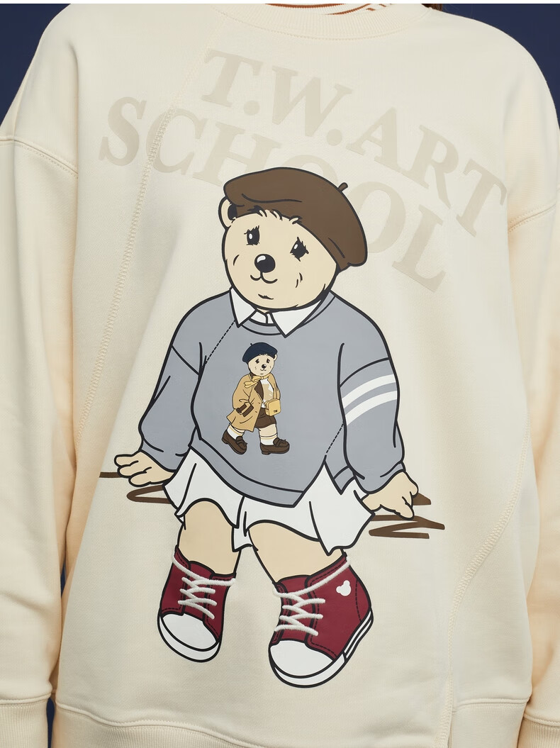 teenieweenie小熊套头卫衣宽松叠穿易搭直筒显瘦短款上衣女秋款ttma