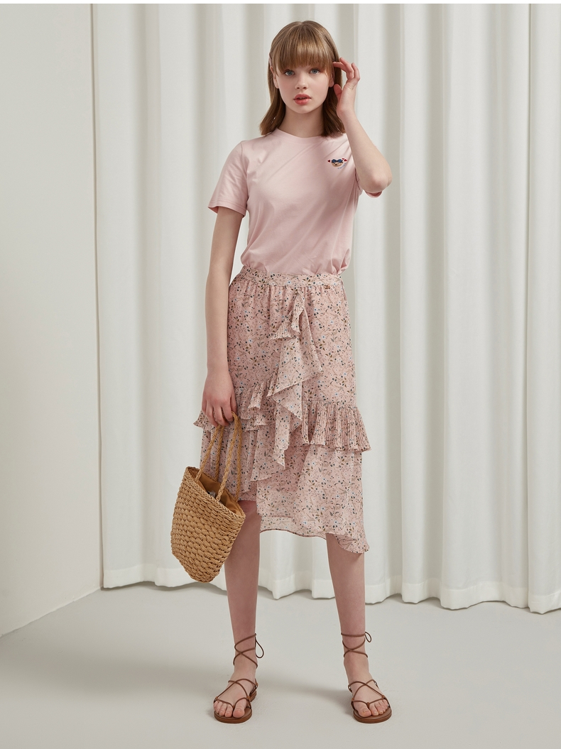 teenieweenie小熊夏季女装碎花图案半身裙藏青色165m