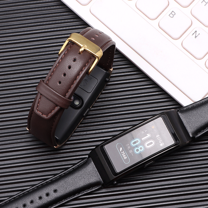 适用华为手环b5表带原装手环凸口真皮牛皮huawei智能运动头层小牛皮