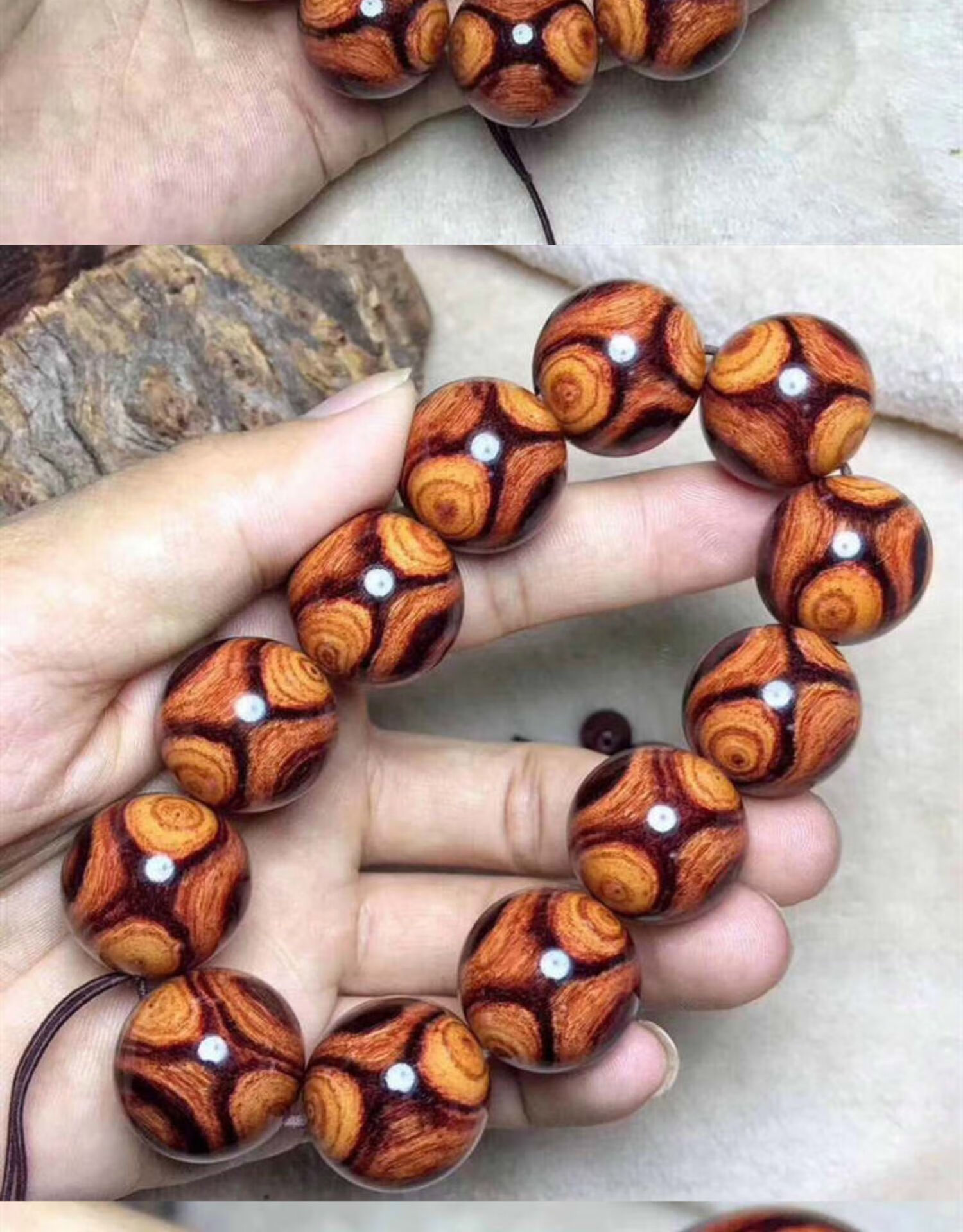 鲸福海南黄花梨手串鬼脸对眼老料佛珠手串男女士海黄手链108颗送礼