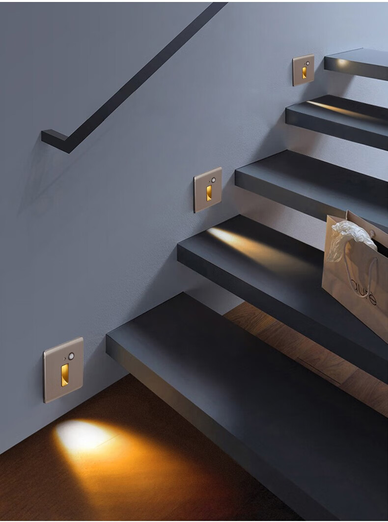 地脚感应灯 86型人体感应地脚灯家用过道墙角嵌入式小夜灯智能楼梯