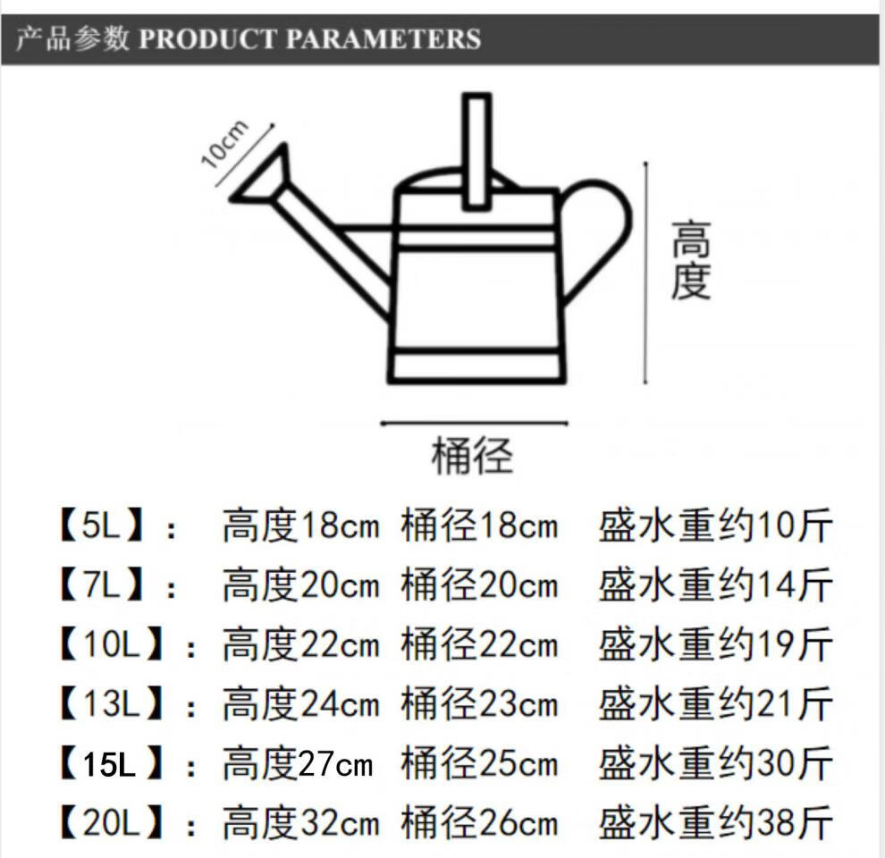 洒水壶不锈铁皮家用浇菜浇花水壶淋花喷壶浇水壶大容量洒水桶不锈钢