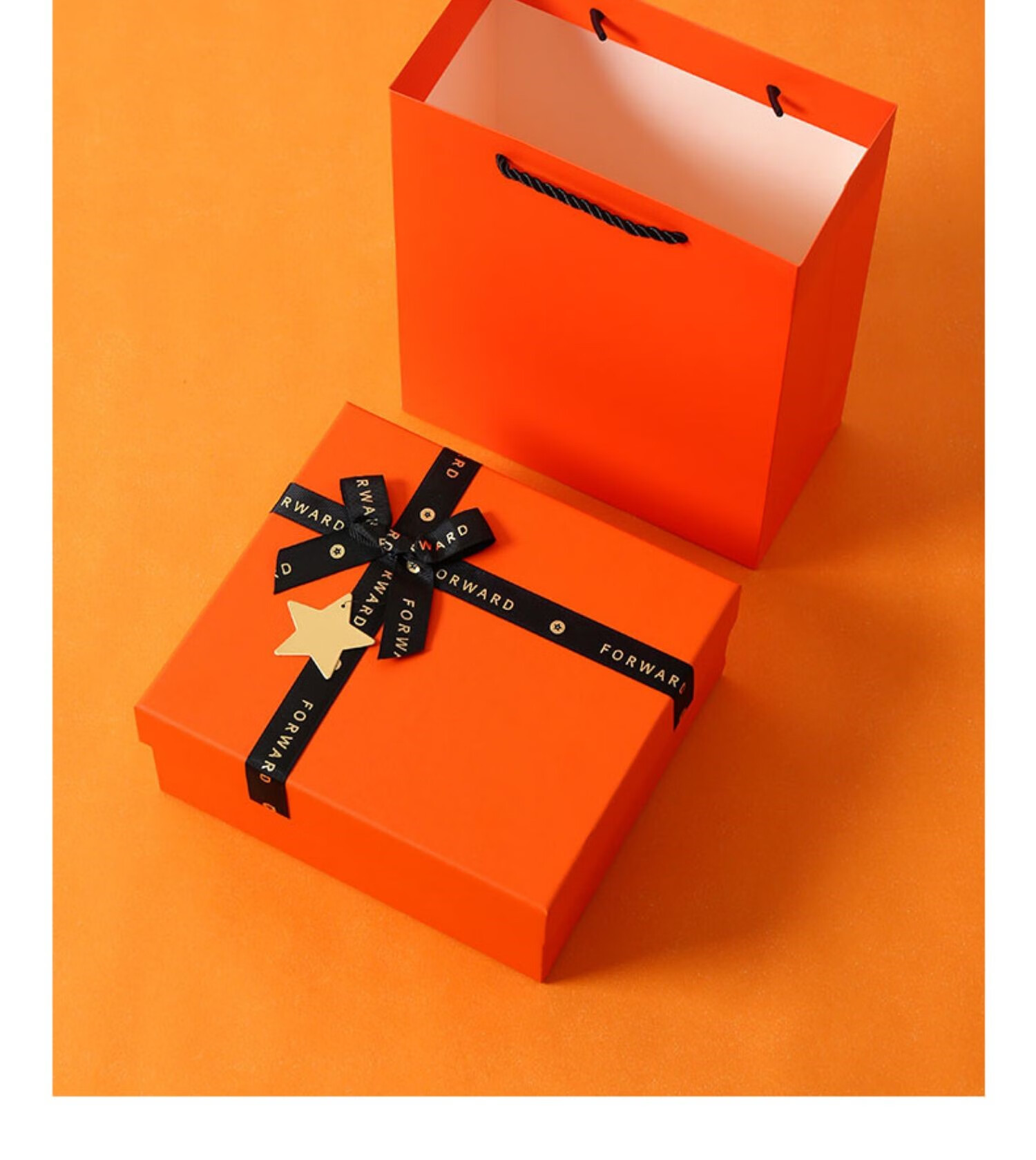 生日礼物盒大号ins风礼物包装盒礼品盒空盒子仪式感包装盒 五角星橙色