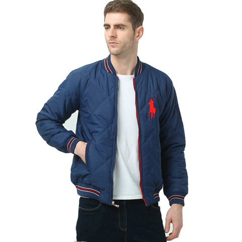 polo男装经典款美国大马标刺绣秋冬季男士商务休闲立领夹克衫棉衣外套