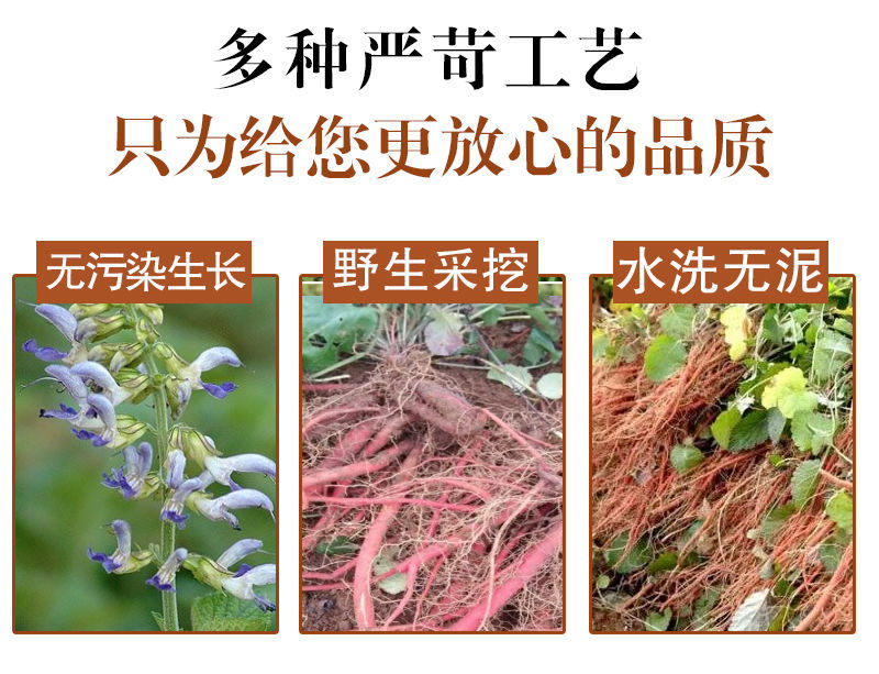 有仁堂紫丹参片500g新货无硫大片丹参粉丹参茶100克年货十年丹参100克