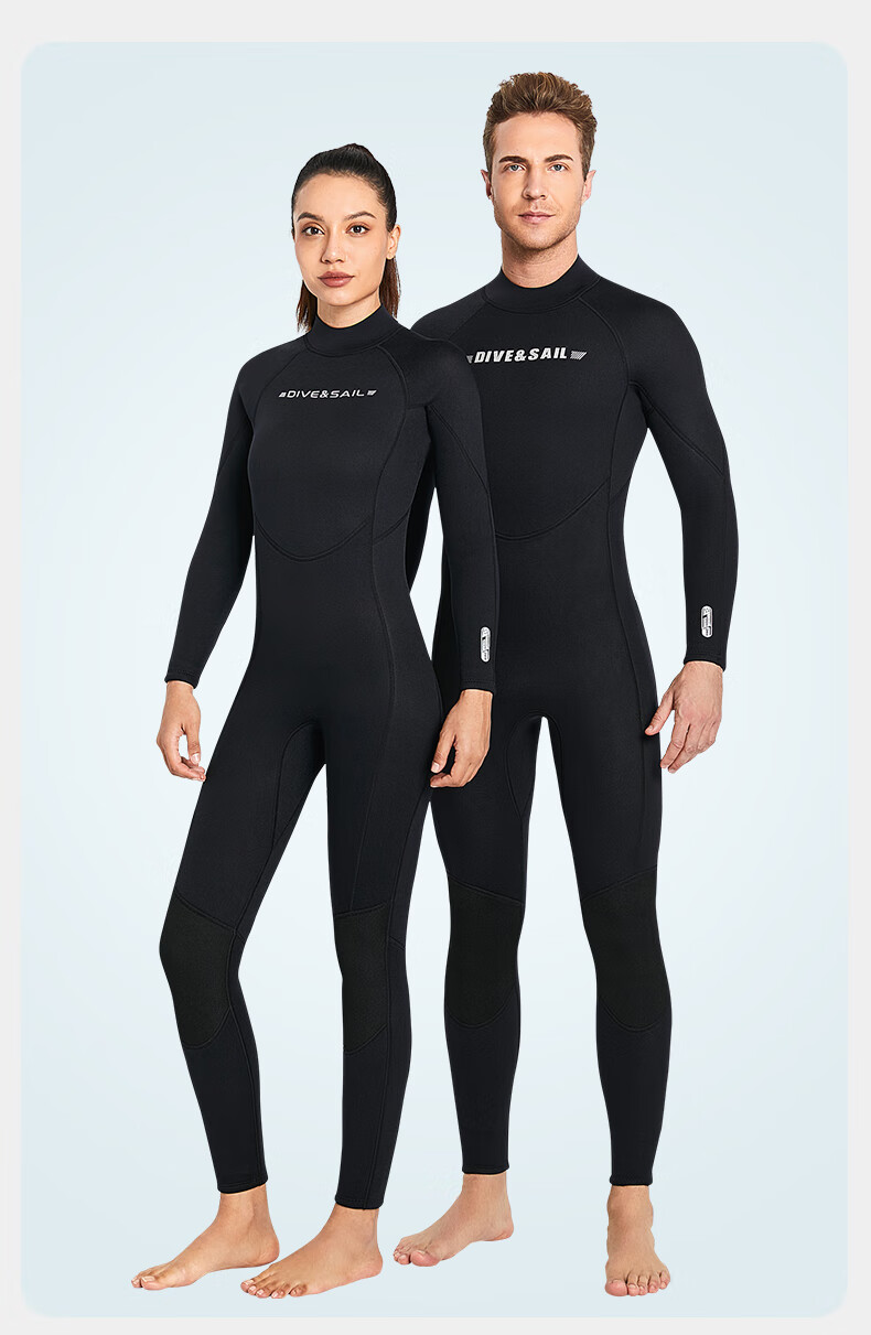 dive&sail专业潜水服男连体湿衣女3mm深浮潜冲浪自由潜保暖欧版大码 