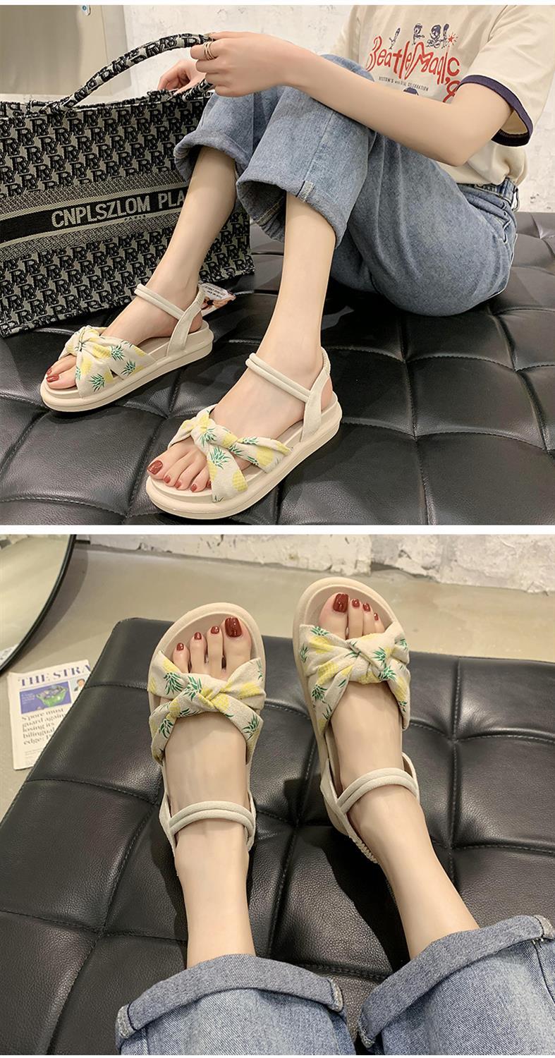 京选仙女风网红凉鞋女外穿2022年夏季新款学生百搭厚底沙滩罗马凉拖潮