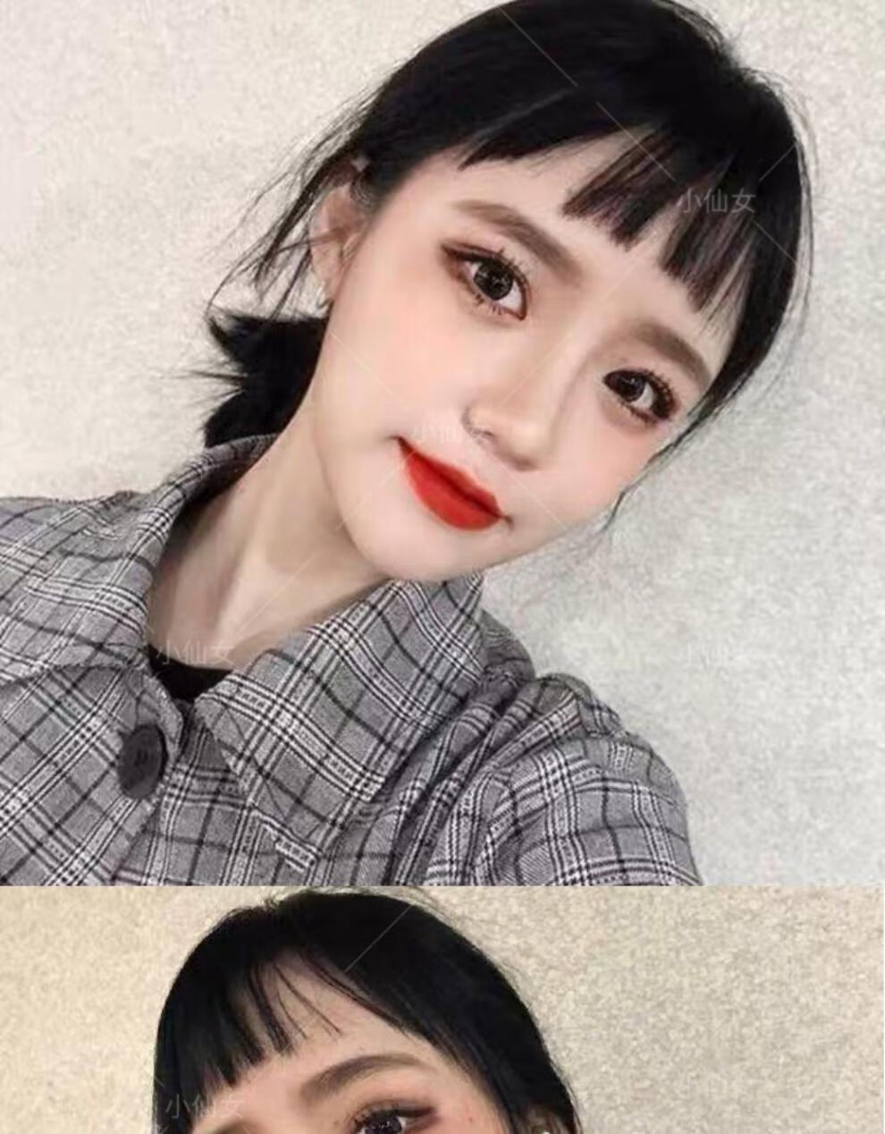 眉上刘海假发片二次元眉上齐刘海假发片一刀齐空气刘海隐形蓬松齐刘海