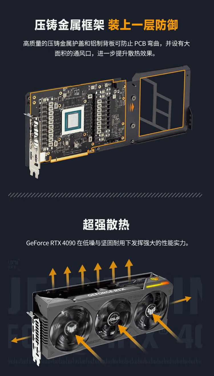 华硕4080Super显卡TUF RTX4080S O16G GAMING 电竞游戏专业独立显卡