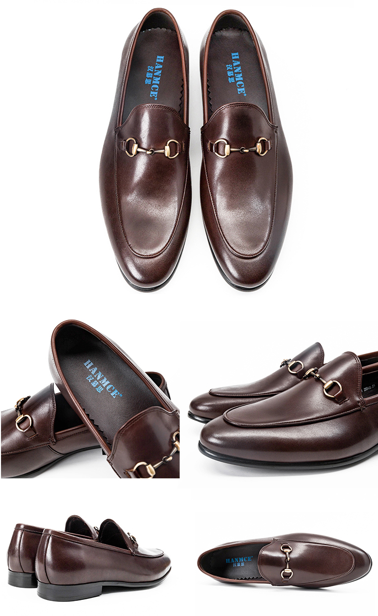 头层牛皮日本高端品牌乐福鞋男春秋透气真皮固特异一脚蹬马衔扣豆豆鞋