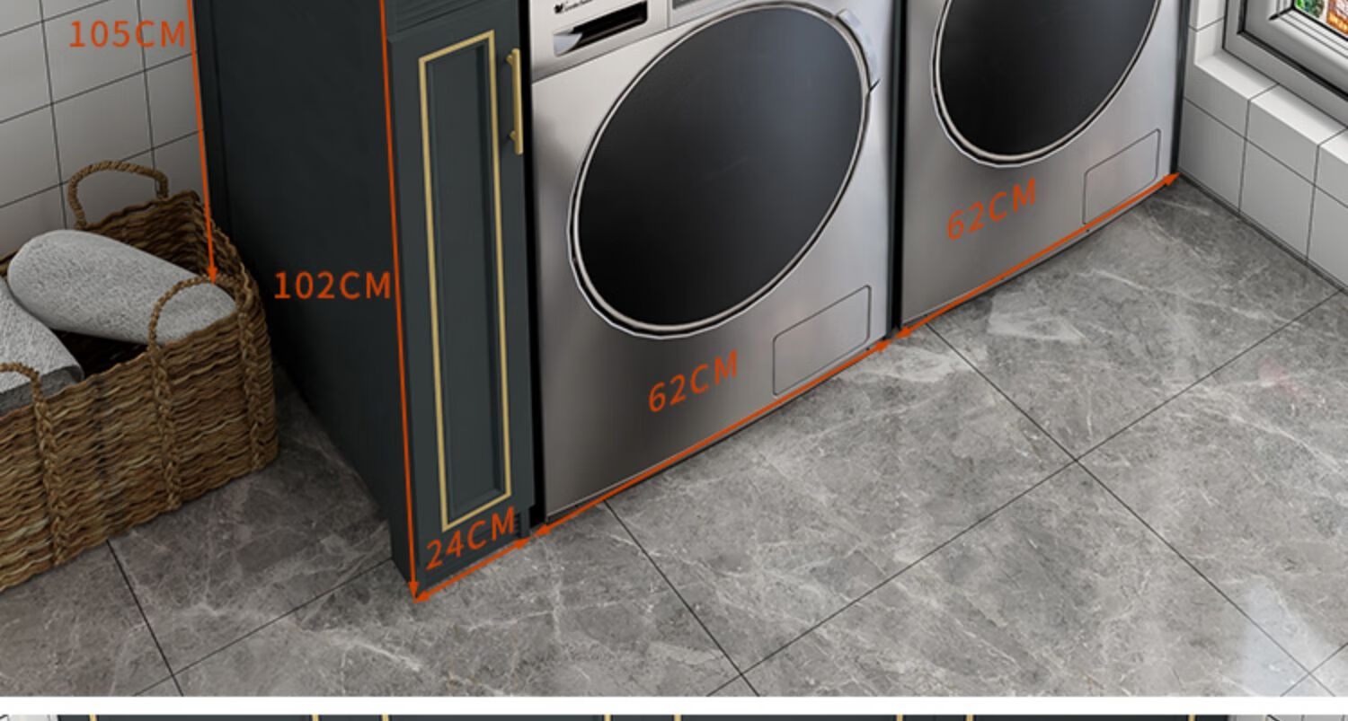 洗衣机台上盆一体组合柜 太空铝阳台烘洗双机位洗衣柜台上盆滚筒洗衣