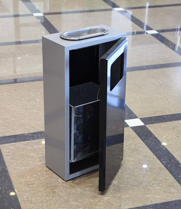 垃圾桶高端简约现代轻奢风写字楼走廊大厅烟灰桶4s店4a灰色边框银色