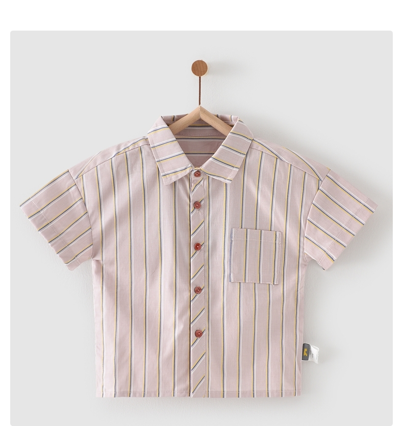 童泰夏季11月-4岁婴幼儿宝宝纯棉舒适翻领对开短袖衬衫 蓝色 110cm