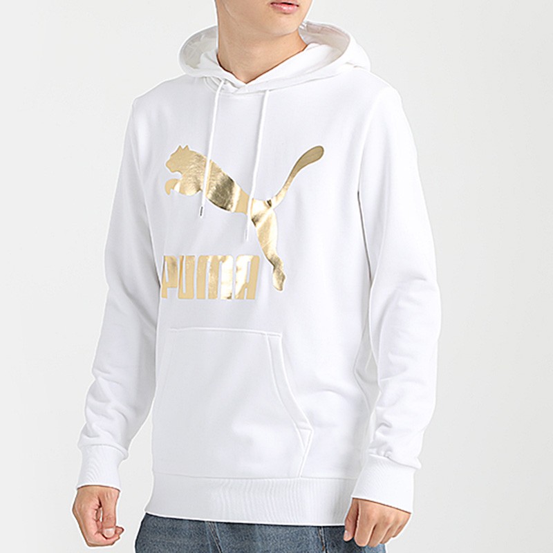 彪马puma 男子帽衫套头衫classics logo hoody tr针织卫衣 595907